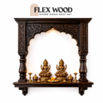 Flexwood Hand-Carved Dark Wood Pooja Shelf - Indian Temple Wall Mount, Traditional Design(dark walnut) - Image 2