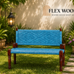 FlexwoodWooden Handmade Backrest Bench (Blue)