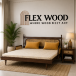 Flexwood Elegant Cane-Style Day Bed with Cushioned Backrest (walnut finish) - Image 2