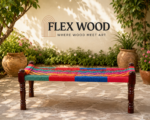 Flexwood  Balcony Bench in Sheesham Wood with (jute Colorful)
