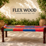 Flexwood  Balcony Bench in Sheesham Wood with (jute Colorful)