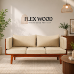 Flexwood boston sheehsaam wooden three seater sofa  (honey finish)
