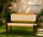 Flexwood Wooden Handmade Backrest Bench (Yellow and White)
