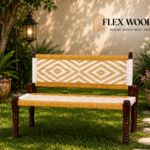 Flexwood Wooden Handmade Backrest Bench (Yellow and White)