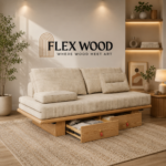 Flexwood mango wood sofa cum bed - Image 2