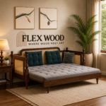 Flexwood Rattan cane solid wood sheesaam sofa come bed (walnut finish) - Image 2