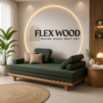 Flexwood solid wood sofa cum bed with mattress