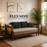 Flexwood Rattan cane solid wood sheesaam sofa come bed (walnut finish)