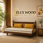 Flexwood Elegant Cane-Style Day Bed with Cushioned Backrest (walnut finish)