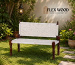 FlexwoodWooden Handmade Backrest Bench (White)