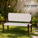 FlexwoodWooden Handmade Backrest Bench (White)