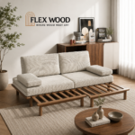 Flexwood sleeper sofa cum bed teak wood ( walnut finish) - Image 2