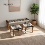 Cotton Rope Bench with Stool Set of 3