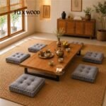 Low Seating Dining Table Set with Metal Legs
