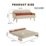 Modern Rattan Daybed Full Folding Sofa Cum Bed, 3-Seater - Image 13