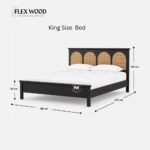 Black Wood Bed with Rattan Panel Headboard - Image 5