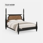 Flexwood Cane Four-Poster Bed with Woven Headboard(balck finish) - Image 2