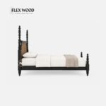 Flexwood Cane Four-Poster Bed with Woven Headboard(balck finish) - Image 3