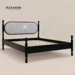 Solid Wood Bed with Upholstered Headboard - Image 3