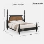 Flexwood Cane Four-Poster Bed with Woven Headboard(balck finish) - Image 5