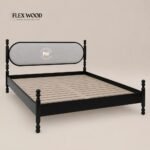 Solid Wood Bed with Upholstered Headboard - Image 5
