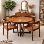 Acacia Wood 4 Seater Dining Table Set