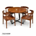 Flexwood Acacia Wood 4 Seater Dining Table Set - Image 2