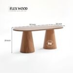 Wooden Dining table with Conical Base 6 Seater Table - Image 4