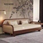 Cane Sofa Cumbed Convertible Sofa Bed for Living Room