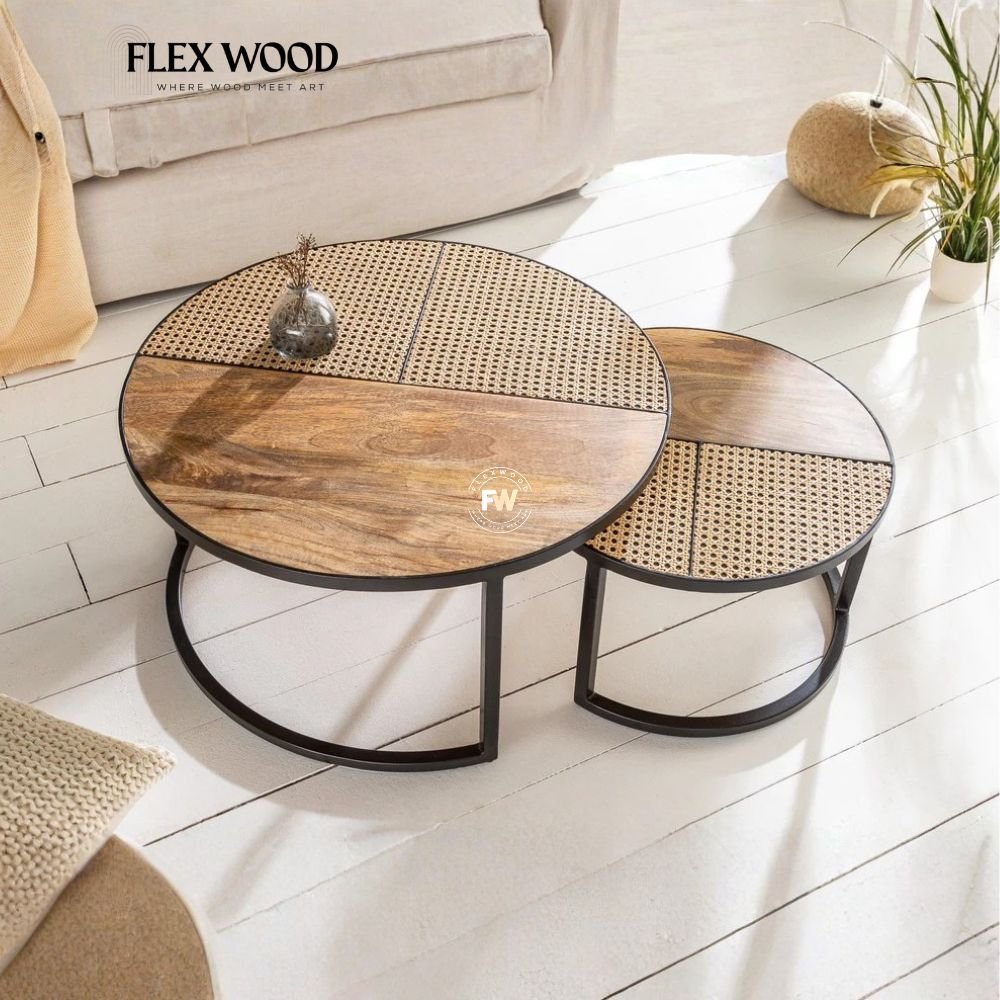 24 Wooden Round Nesting Coffee Table - Image 1
