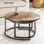 Wooden Round Nesting Coffee Table - Image 2