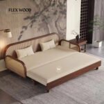 Cane Sofa Cumbed Convertible Sofa Bed for Living Room - Image 2