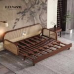 Cane Sofa Cumbed Convertible Sofa Bed for Living Room - Image 4