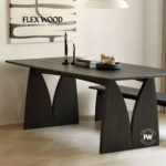 Black Solid Wood Acacia Dining Table with Bench - Image 6