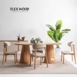 Wooden Dining table with Conical Base 6 Seater Table - Image 3