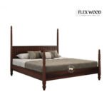 Solid Wood Poster Bed Classic Design with Slatted Headboard - Image 3