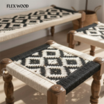 Cotton Rope Bench with Stool Set of 3 - Image 3