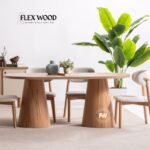 Wooden Dining table with Conical Base 6 Seater Table - Image 2