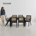 Matte Black Dining Table Set - 6 Seater