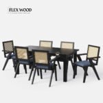 Matte Black Dining Table Set - 6 Seater - Image 2