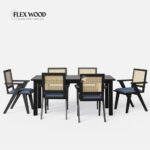 Matte Black Dining Table Set - 6 Seater - Image 3