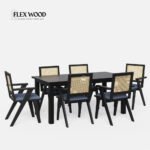 Matte Black Dining Table Set - 6 Seater - Image 4