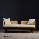 Handwoven Cane with Plush Cushions- 2 Seater Sofa