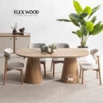 Wooden Dining table with Conical Base 6 Seater Table
