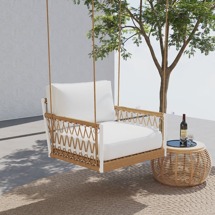 50f3fb2ab4d86bcd5f26d9a00a5ac698 Ropipe Garden iron & Rope Weave 1-Seater Swing Sofa in - Image 1
