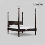 Solid Wood Poster Bed In Walnut Finish - Image 2