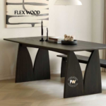 Black Solid Wood Acacia Dining Table with Bench - Image 2