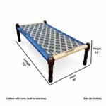 Flexwood Rajasthani Wooden Khatiya Khaat (White and Blue) - Image 2