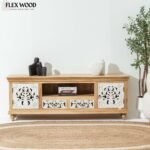 Flexwood solid wood tv unit cabinet( natural finish)