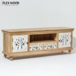 Flexwood solid wood tv unit cabinet( natural finish) - Image 2